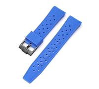 SSNAWBA Liquid Silicone Strap Compatible With Blancpain X Swatch Curved End Stainless Steel Buckle 22mm Men Women Breathable Hole Replace Watch Band(Blue black)