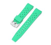 SSNAWBA Liquid Silicone Strap Compatible With Blancpain X Swatch Curved End Stainless Steel Buckle 22mm Men Women Breathable Hole Replace Watch Band(Green silver)
