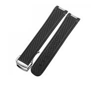 SSNAWBA Rubber Silicone Watch Strap Compatible With Omega Seamaster 300 AT150 Aqua Terra Ultra Light 8900 Steel Buckle Bracelets Watchband 20MM(Black Silver)