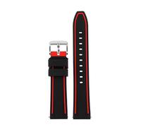 SSNAWBA Silicone Sport Strap Compatible With Omega X Swatch Moonswatch Quick Release Watch Band Men Women Double Color Rubber Replace Bracelet 20mm(Black red silver)