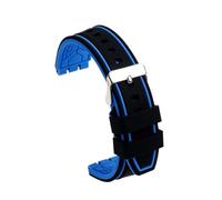 SSNAWBA Silicone Watch Strap Compatible With Swatch IRONY YIS401G YVS401G/441G/YAS112G Rubber Band Concave Convex Interface Watch Accessories(Black Blue-silver,20mm)