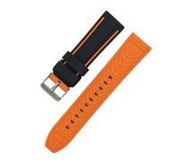 SSNAWBA Universal Silicone Strap 20/22/24/26mm Sport Waterproof Men Double Color Rubber Replacement Bracelet Band Belt Watch Accessories(Black Orange,24mm)