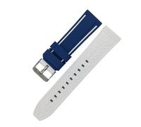 SSNAWBA Universal Silicone Strap 20/22/24/26mm Sport Waterproof Men Double Color Rubber Replacement Bracelet Band Belt Watch Accessories(Blue White,22mm)