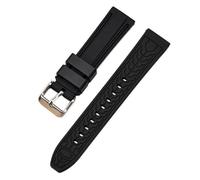 SSNAWBA Universal Silicone Strap 20/22/24/26mm Sport Waterproof Men Double Color Rubber Replacement Bracelet Band Belt Watch Accessories(All Black,22mm)