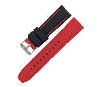 SSNAWBA Universal Silicone Strap 20/22/24/26mm Sport Waterproof Men Double Color Rubber Replacement Bracelet Band Belt Watch Accessories(Black Red,26mm)