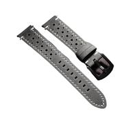 SSNAWBA Vintage Handmade Watch Strap 18mm 19mm 20mm 21mm 22mm 24mm Racing Leather Strap Gray Black Brown Breathable Porous Watchbands(Grey White,20mm)