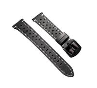 SSNAWBA Vintage Handmade Watch Strap 18mm 19mm 20mm 21mm 22mm 24mm Racing Leather Strap Gray Black Brown Breathable Porous Watchbands(Black White,19mm)