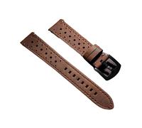 SSNAWBA Vintage Handmade Watch Strap 18mm 19mm 20mm 21mm 22mm 24mm Racing Leather Strap Gray Black Brown Breathable Porous Watchbands(Dark Brown,24mm)