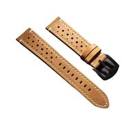 SSNAWBA Vintage Handmade Watch Strap 18mm 19mm 20mm 21mm 22mm 24mm Racing Leather Strap Gray Black Brown Breathable Porous Watchbands(Light Brown White,20mm)