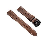 SSNAWBA Vintage Handmade Watch Strap 18mm 19mm 20mm 21mm 22mm 24mm Racing Leather Strap Gray Black Brown Breathable Porous Watchbands(Dark Brown White,21mm)