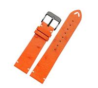 SSNAWBA Vintage Ostrich Soft Thin Leather Watchband Men's Compatible With Longines Tudor Seiko Rolex Strap 18m 20mm 22mm Watch Band Accessories(Orange-black pin,22mm)
