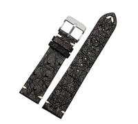 SSNAWBA Vintage Ostrich Soft Thin Leather Watchband Men's Compatible With Longines Tudor Seiko Rolex Strap 18m 20mm 22mm Watch Band Accessories(Black-steel pin,22mm)