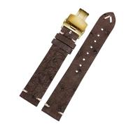 SSNAWBA Vintage Ostrich Soft Thin Leather Watchband Men's Compatible With Longines Tudor Seiko Rolex Strap 18m 20mm 22mm Watch Band Accessories(Brown-golden Folding,18mm)