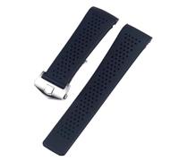 SSNAWBA Watch Bracelet Compatible With TAG HEUER GRAND CARRERA AQUARACER Soft Silicone Wristband Men Watc Strap Rubber Watch Band Chain 22mm 24mm(Black-silver,22mm)