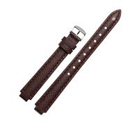 SSNAWBA Women's Leather Watch With Accessories Compatible With Casio Sheen She-4029/3034 Cowhide Watch Band 12-8mm 16-10mm Convex Interface Bracelet(Brown-Silver,16-10mm)
