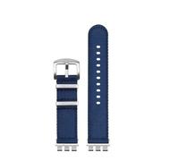 SSNAWBA Woven Nylon Watch Strap Compatible With Swatch Irony YVS420 YVS454 YVS451 YVS400 Canvas Wacthband Modified Breathable Wristband 17 19 21MM(A5blue-silver,17mm)