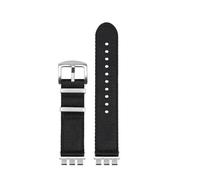 SSNAWBA Woven Nylon Watch Strap Compatible With Swatch Irony YVS420 YVS454 YVS451 YVS400 Canvas Wacthband Modified Breathable Wristband 17 19 21MM(A1Black-silver,21mm)