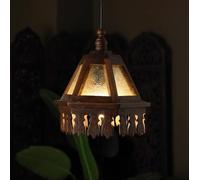 SSNCcNC South East Asia Pendant Lights Wood Glass Hanging lamp Creative Design Dining Room lamp Minimalism Ceiling Light E27 for Bedroom Living Room Ø18*25cm