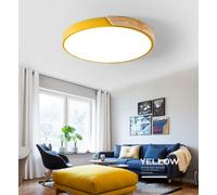 SSNCcNC Yellow, LED Wood Ceiling lamp Round Flat Panel Ceiling lamp White Light 6000K Children Bedroom Kitchen Bath Balcony Hallway Living Room Overhead Lighting Metal Frame Acrylic Screen Ø30cm