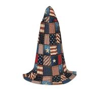 ssnmuk American Flag Patchwork Hooded cloak, fit for elf/wizard role-playing, costume parties, and cold weather gatherings