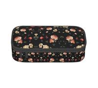 ssnmuk Autumn Beautiful Floral Large Capacity Compartment Stationery Bag, Travel Bag, Office Supplies Box, Makeup Bag