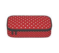 ssnmuk Big White dot Large Capacity Compartment Stationery Bag, Travel Bag, Office Supplies Box, Makeup Bag