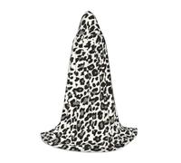 ssnmuk Black Leopard Print Hooded cloak, fit for elf/wizard role-playing, costume parties, and cold weather gatherings