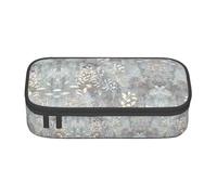 ssnmuk Blue Grace Flora Large Capacity Compartment Stationery Bag, Travel Bag, Office Supplies Box, Makeup Bag