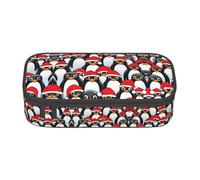 ssnmuk Christmas Penguins Large Capacity Compartment Stationery Bag, Travel Bag, Office Supplies Box, Makeup Bag