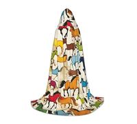 ssnmuk Colorful Cartoon Horses Hooded cloak, fit for elf/wizard role-playing, costume parties, and cold weather gatherings
