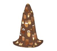ssnmuk Cute Brown Cartoon Owl Hooded cloak, fit for elf/wizard role-playing, costume parties, and cold weather gatherings