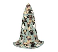 ssnmuk Cute Chihuahua Pug Pattern Hooded cloak, fit for elf/wizard role-playing, costume parties, and cold weather gatherings