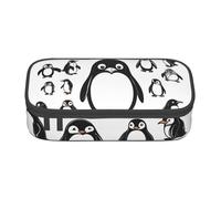 ssnmuk Cute Penguin Large Capacity Compartment Stationery Bag, Travel Bag, Office Supplies Box, Makeup Bag