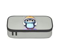 ssnmuk Cute Penguin Print Large Capacity Compartment Stationery Bag, Travel Bag, Office Supplies Box, Makeup Bag
