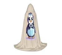 ssnmuk Cute penguin prints Hooded cloak, fit for elf/wizard role-playing, costume parties, and cold weather gatherings