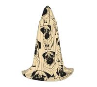 ssnmuk Cute Pug Dog Hooded cloak, fit for elf/wizard role-playing, costume parties, and cold weather gatherings
