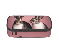 ssnmuk Cute Rabbits Large Capacity Compartment Stationery Bag, Travel Bag, Office Supplies Box, Makeup Bag