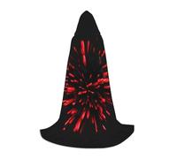 ssnmuk Explosion Burst Red and Black Hooded cloak, fit for elf/wizard role-playing, costume parties, and cold weather gatherings
