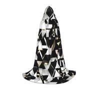 ssnmuk Fashion Modern Black White Gold Triangle Hooded cloak, fit for elf/wizard role-playing, costume parties, and cold weather gatherings