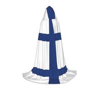 ssnmuk Finnish flag Hooded cloak, fit for elf/wizard role-playing, costume parties, and cold weather gatherings