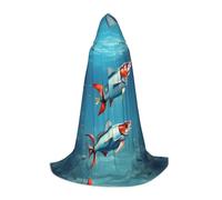 ssnmuk flying fish in the ocean Hooded cloak, fit for elf/wizard role-playing, costume parties, and cold weather gatherings