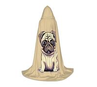 ssnmuk Funny Cartoon Pug Puppy Dogs Hooded cloak, fit for elf/wizard role-playing, costume parties, and cold weather gatherings