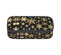 ssnmuk Golden Christmas Snowflakes Large Capacity Compartment Stationery Bag, Travel Bag, Office Supplies Box, Makeup Bag