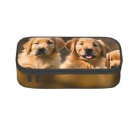 ssnmuk Golden Retriever Dogs Puppies Pets Large Capacity Compartment Stationery Bag, Travel Bag, Office Supplies Box, Makeup Bag