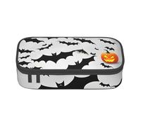 ssnmuk Halloween Flying Bats Large Capacity Compartment Stationery Bag, Travel Bag, Office Supplies Box, Makeup Bag