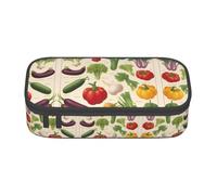 ssnmuk Introduction of Various Vegetables Large Capacity Compartment Stationery Bag, Travel Bag, Office Supplies Box, Makeup Bag