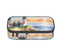 ssnmuk Lighthouse Large Capacity Compartment Stationery Bag, Travel Bag, Office Supplies Box, Makeup Bag