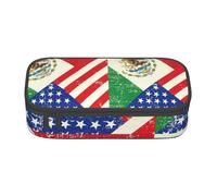 ssnmuk Mexican American Flag Large Capacity Compartment Stationery Bag, Travel Bag, Office Supplies Box, Makeup Bag