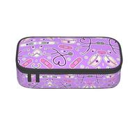 ssnmuk Nurse Pattern Purple Large Capacity Compartment Stationery Bag, Travel Bag, Office Supplies Box, Makeup Bag