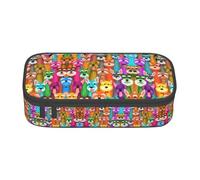 ssnmuk Oil Cute Schnauzer Dogs Large Capacity Compartment Stationery Bag, Travel Bag, Office Supplies Box, Makeup Bag